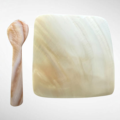 Set of Mother of Pearl dish and spoon