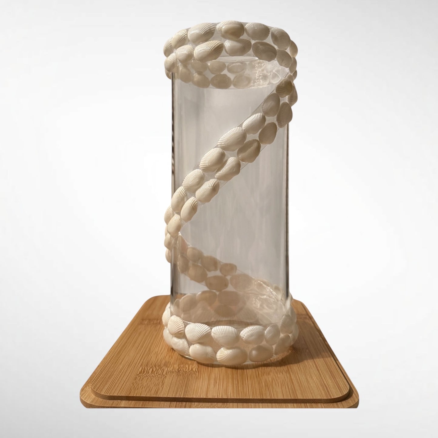 Glass vase with seashells ornaments
